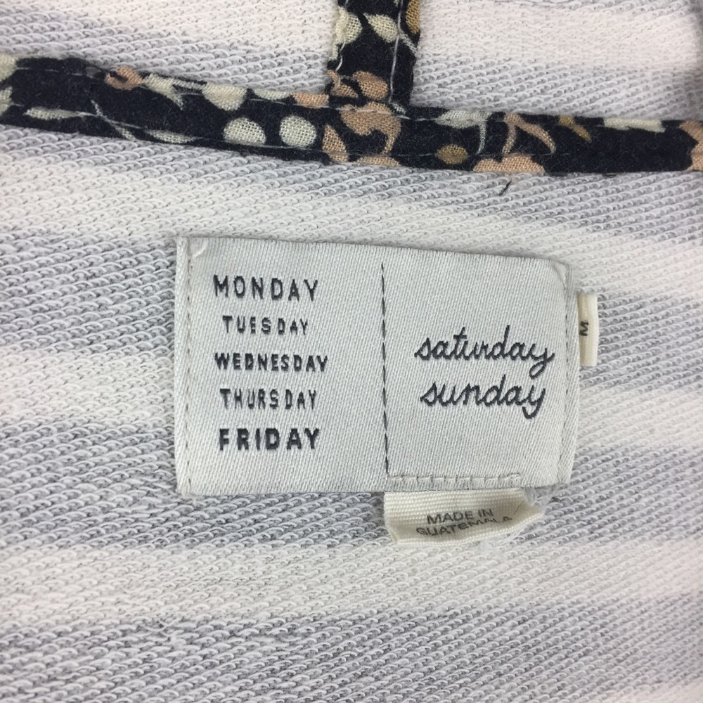 Anthropologie Saturday Sunday Striped Peplum Hoodie, Grey and White, Sz Med - Picture 7 of 8